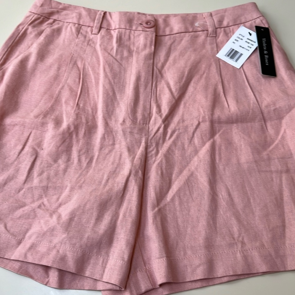 Violets And Roses Linen Blend Shorts